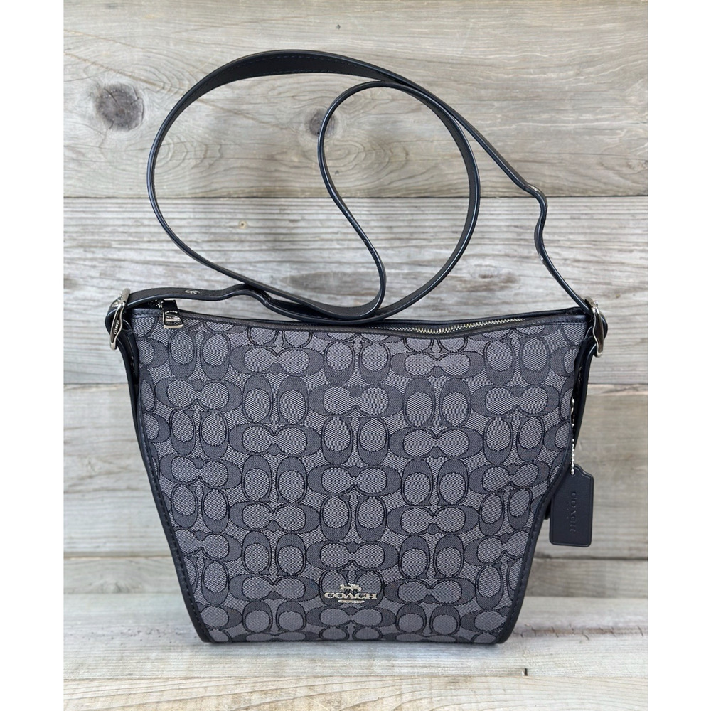 Coach Dufflette Black Signature Crossbody Women's Handbag 25697